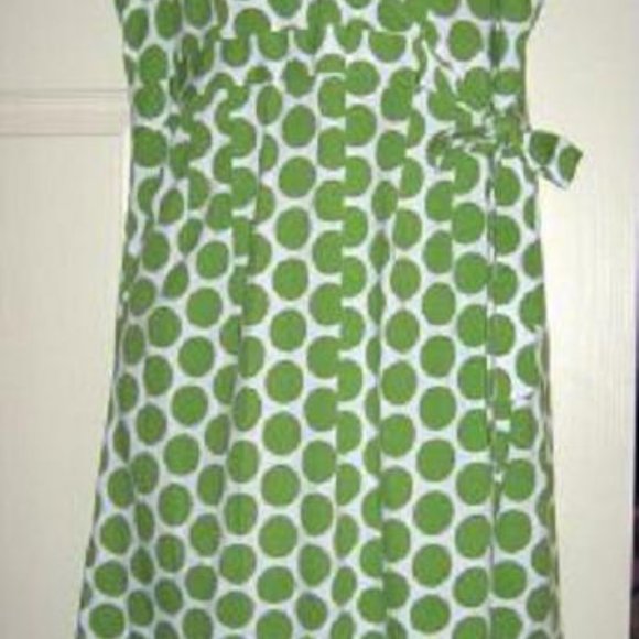 RARE Cotton Elast Motherhood Mimi Maternity lime green polka dot dress M med 6 8 - Picture 5 of 5